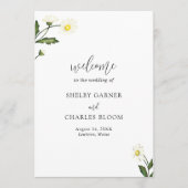 Elegant Simple White Daisy Floral Wedding Programmakaart (Voorkant)