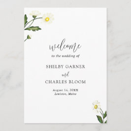 Elegant Simple White Daisy Floral Wedding Programmakaart