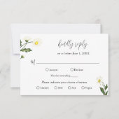 Elegant Simple White Daisy Floral Wedding RSVP Kaartje (Voorkant)