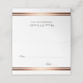 Elegant Simple White en Copper Wedding Place Card Plaatskaartje (Buitenkant ongevouwen)
