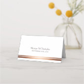 Elegant Simple White en Copper Wedding Place Card Plaatskaartje (Achterkant)