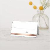 Elegant Simple White en Copper Wedding Place Card Plaatskaartje (Voorkant)