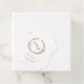 Elegant Simple, White en Gold Monogram Weddenschap Bedankjes Labels (In situ)