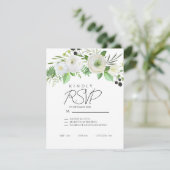 Elegant Simple White Floral Invitation RSVP Kaartje (Staand voorkant)
