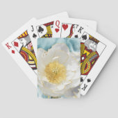 Elegant Simple White Flower Luxury Gold Waterverf Pokerkaarten (Achterkant)