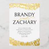 Elegant Simple White Gold Leaves Weddenschap Real  Folie Uitnodiging (Voorkant)