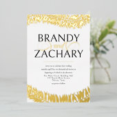 Elegant Simple White Gold Leaves Weddenschap Real  Folie Uitnodiging (Staand Voorkant)