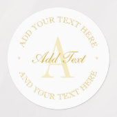 Elegant Simple White & Gold Monogram Waterdicht Labels (Design 1)