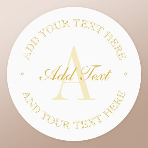 Elegant Simple White & Gold Monogram Waterdicht Labels
