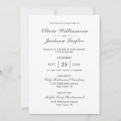 Elegant Simple White Grey Wedding Kaart (Voorkant)