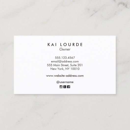Elegant Simple White Marble Script Beauty Salon Visitekaartje (Achterkant)