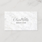 Elegant Simple White Marble Script Beauty Salon Visitekaartje (Voorkant)