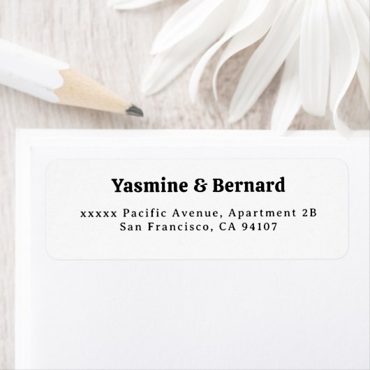 Elegant Simple White Wedding Return Address Etiket (Insitu)