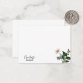 Elegant Simple White Wilflower Script Name Notitiekaartje (Voorkant / Achterkant in situ)
