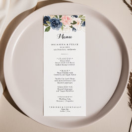 Elegant Simple Winter Floral Calligraphy Dinner Menu