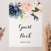 Elegant Simple Winter Floral Guest Book Sign Poster