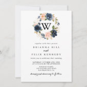 Elegant Simple Winter Floral Monogram Weddenschap Kaart (Voorkant)