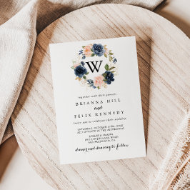 Elegant Simple Winter Floral Monogram Weddenschap Kaart