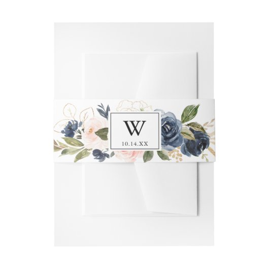 Elegant Simple Winter Floral Wedding Invitation Uitnodigingen Wikkel (Voorkant Voorbeeld)