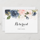 Elegant Simple Winter Floral Wedding Reserved Sign (Achterkant)