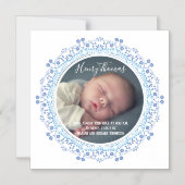 Elegant Simple WreatBlue Eenvoudig Sweet Baby Magnetische Uitnodiging (Voorkant)