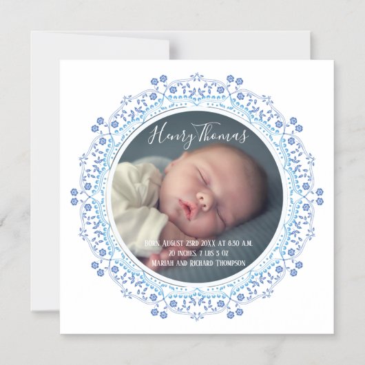 Elegant Simple WreatBlue Eenvoudig Sweet Baby Magnetische Uitnodiging (Voorkant)