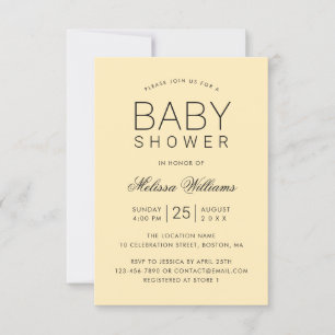 Elegant Simple Yellow Neutral Modern Baby shower Kaart