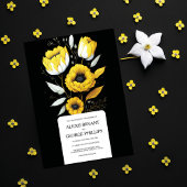 Elegant Simple Yellow White Black Flowers Weddensc Kaart