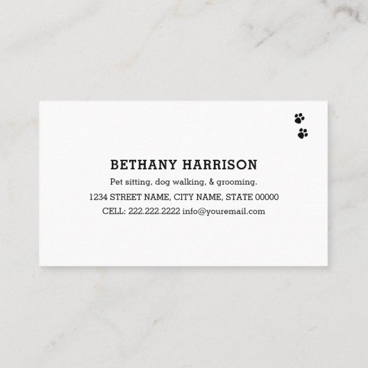 Elegant Simplistic Pet Services Visitekaartje (Achterkant)