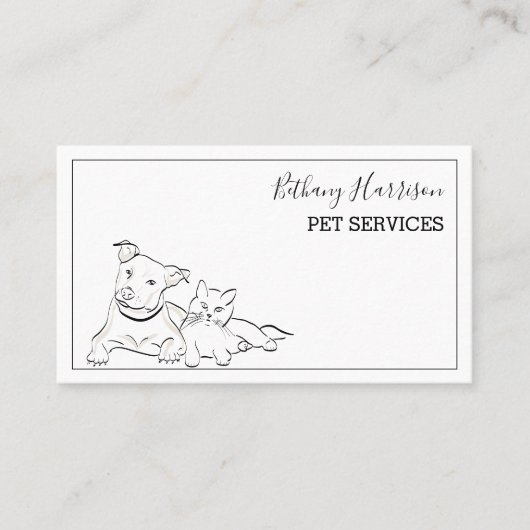 Elegant Simplistic Pet Services Visitekaartje (Voorkant)