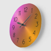 Elegant Sinaasappel aan Roze Ombre Gradiënt Grote Klok (Hoek)