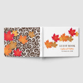 Elegant Sinaasappel Autumn Leaves Wedding Monogram Gastenboek (Volledig)