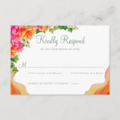 Elegant Sinaasappel Bloemen Bougainville bruiloft  Informatiekaartje (Voorkant)