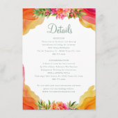 Elegant Sinaasappel Bloemen Bougainville Trouwdeta Informatiekaartje (Voorkant)