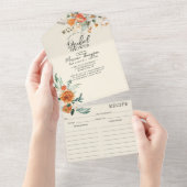 Elegant Sinaasappel Bloemen Vrijgezellenfeest & Re All In One Uitnodiging (Afscheurbaar)