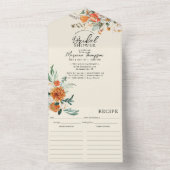 Elegant Sinaasappel Bloemen Vrijgezellenfeest & Re All In One Uitnodiging (Binnen)