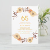 Elegant Sinaasappel Bloemengoud Wit Verjaardag Kaart (Staand voorkant)