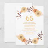 Elegant Sinaasappel Bloemengoud Wit Verjaardag Kaart (Voorkant / Achterkant)