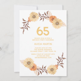 Elegant Sinaasappel Bloemengoud Wit Verjaardag Kaart