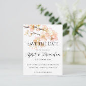 Elegant Sinaasappel bloesems elegant script Save The Date (Staand voorkant)