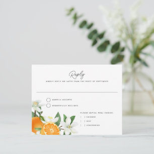 Elegant Sinaasappel Blossom Foliage Wedding Reply  Kaart