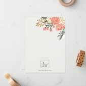 Elegant Sinaasappel Blush Green Ambrosia Floral Lo Notitiekaartje (Voorkant / Achterkant in situ)