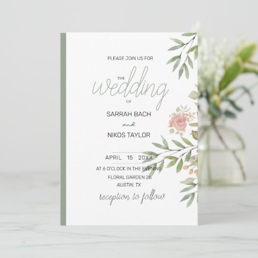 Elegant Sinaasappel Blush Rozen Waterverf Kaart (Staand voorkant)