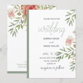 Elegant Sinaasappel Blush Rozen Waterverf Kaart