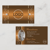 Elegant Sinaasappel Brown Squiggly Jewels Logo & F Visitekaartje (Voorkant / Achterkant)