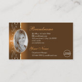 Elegant Sinaasappel Brown Squiggly Jewels Logo & F Visitekaartje (Achterkant)