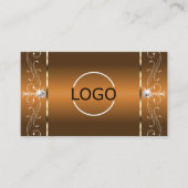 Elegant Sinaasappel Brown Squiggly Jewels Logo & F Visitekaartje (Voorkant)