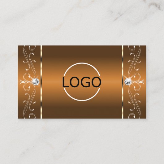 Elegant Sinaasappel Brown Squiggly Jewels Logo & F Visitekaartje (Voorkant)