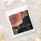Elegant Sinaasappel Crimson Roos Zwart Bedankzakje (Geknipt)