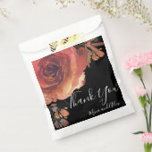 Elegant Sinaasappel Crimson Roos Zwart Bedankzakje (Gezegeld)